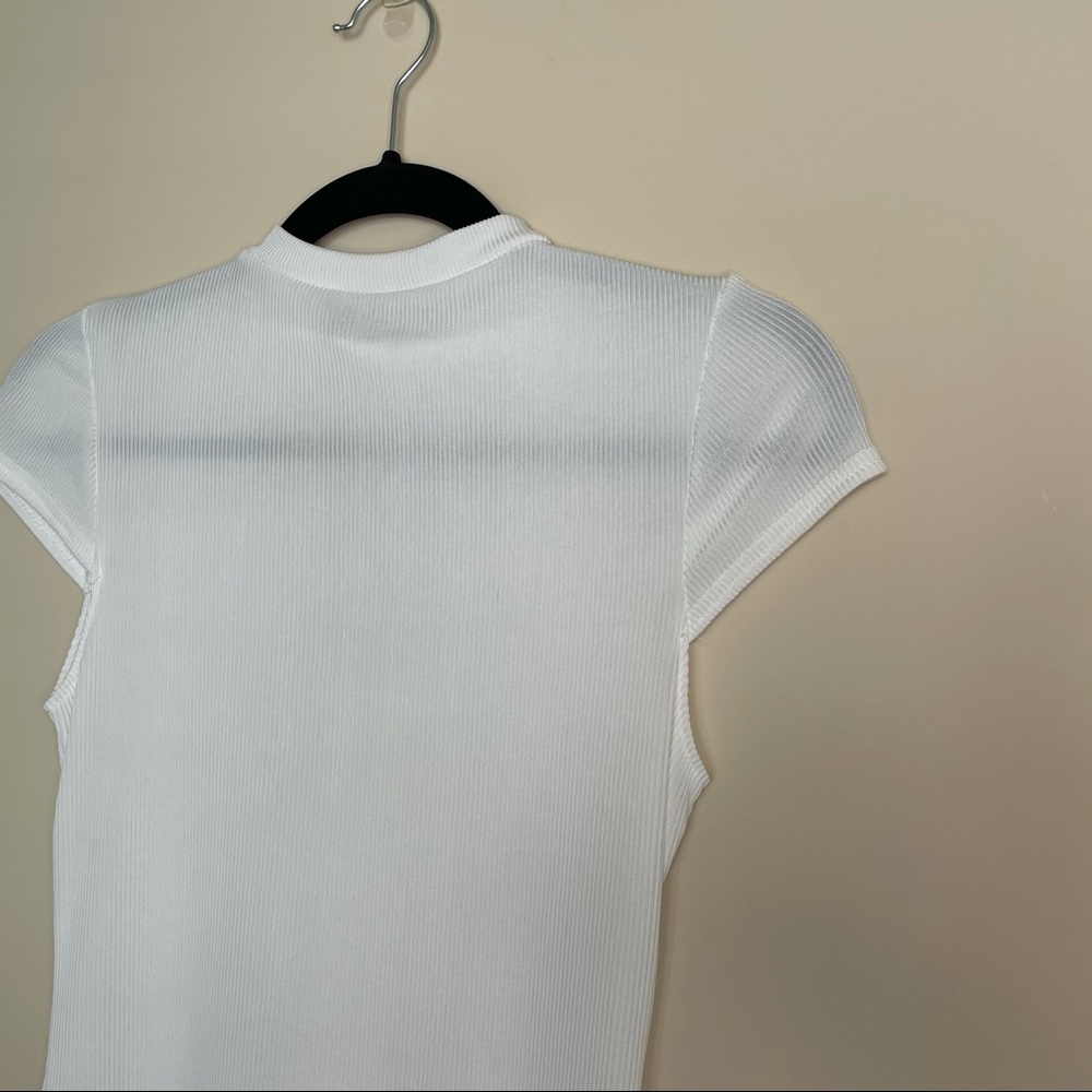White Ribbed Bodycon Mini Dress - Picture 4 of 10
